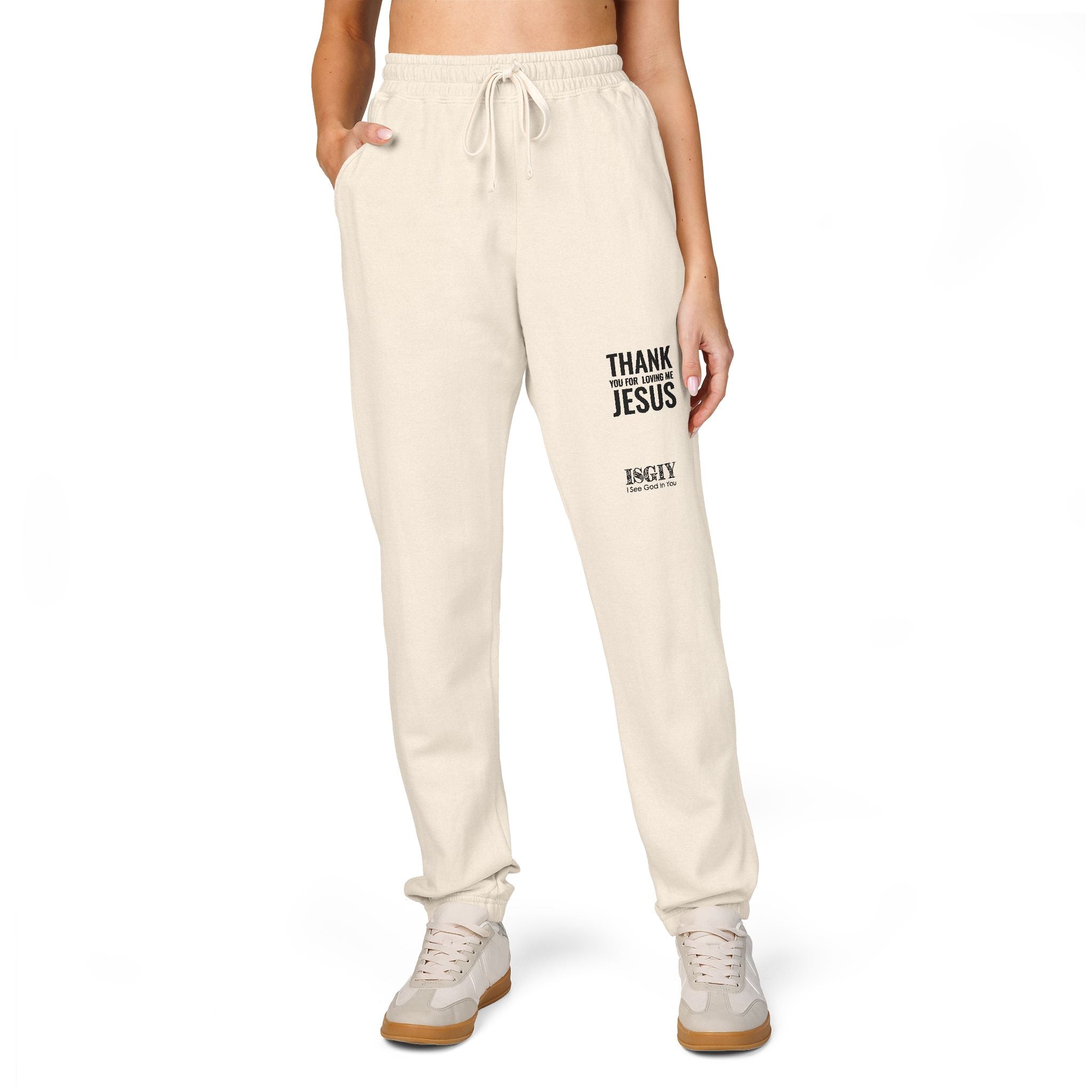 Thank You Jesus Sweatpants — Garment-Dyed Cozy Fleece Joggers