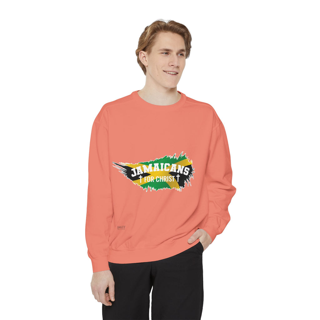 Sweatshirt — "Jamaicans 4 Christ" Graphic Crewneck (Patriotic Jamaican Colors)