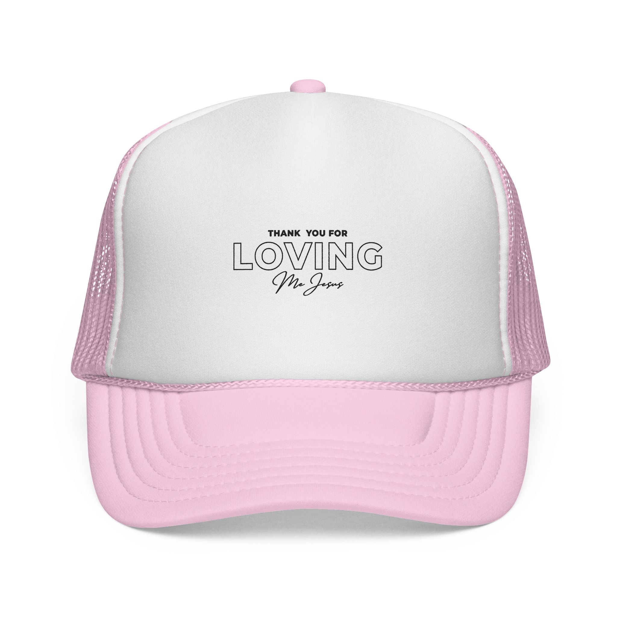 Trucker Cap — "Thank You for Loving Me First" Embroidered Red Mesh Dad Hat