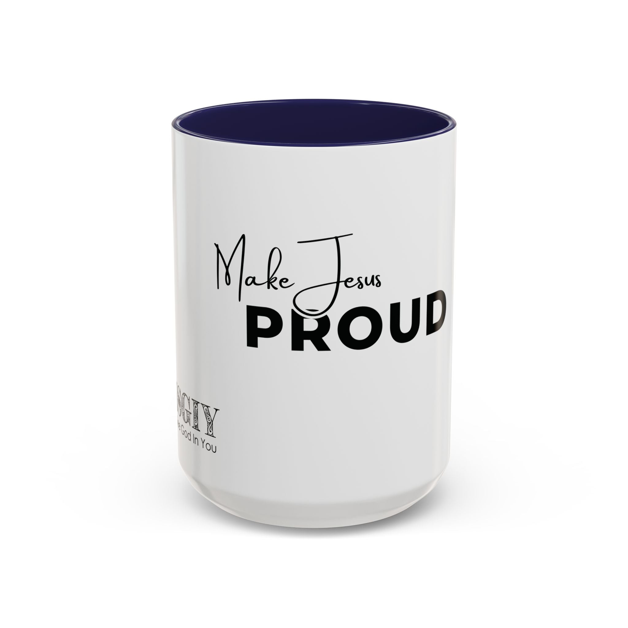 Make Jesus Proud Accent Coffee Mug — Inspirational Christian Coffee Cup