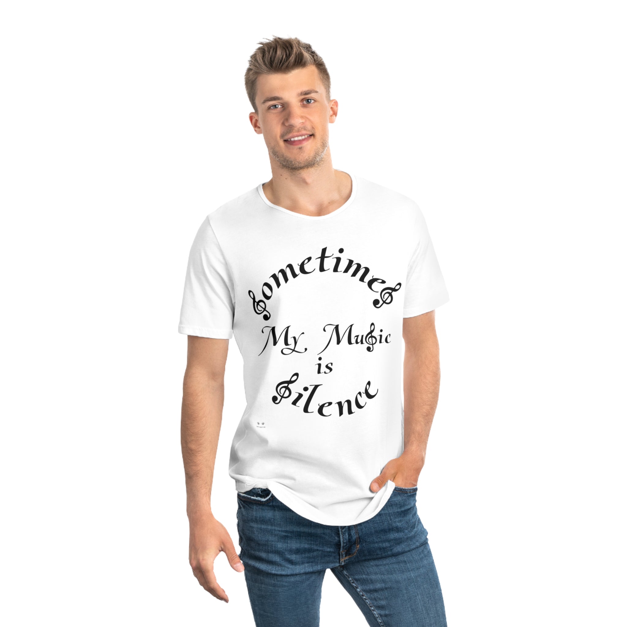 Men's Jersey Curved Hem Tee...Sometimes My Music Is Silence
