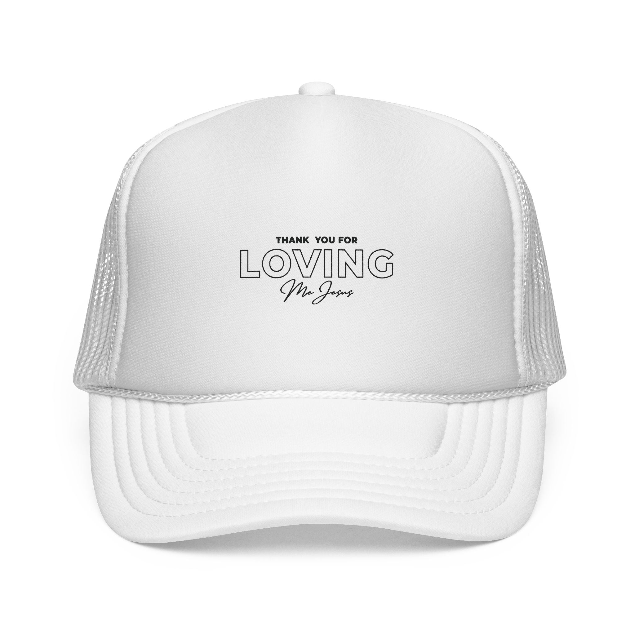 Trucker Cap — "Thank You for Loving Me First" Embroidered Red Mesh Dad Hat